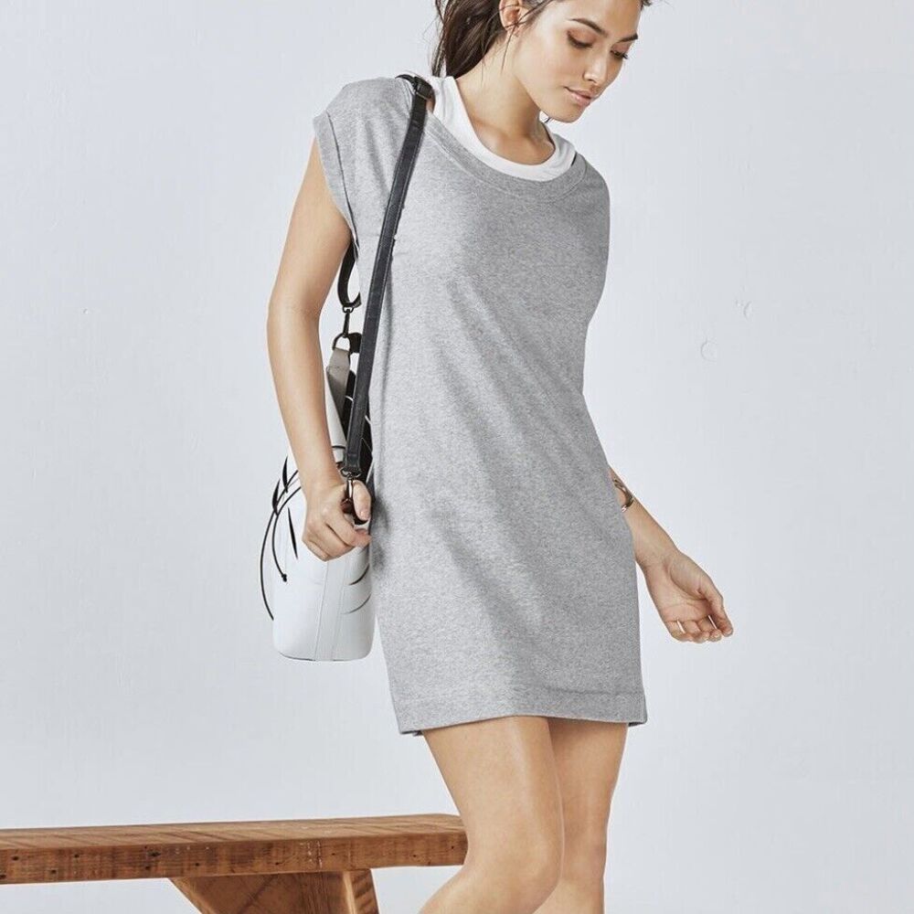 Fabletics Tasha Dress Womens Small Gray Mini Layered Athletic Lounge